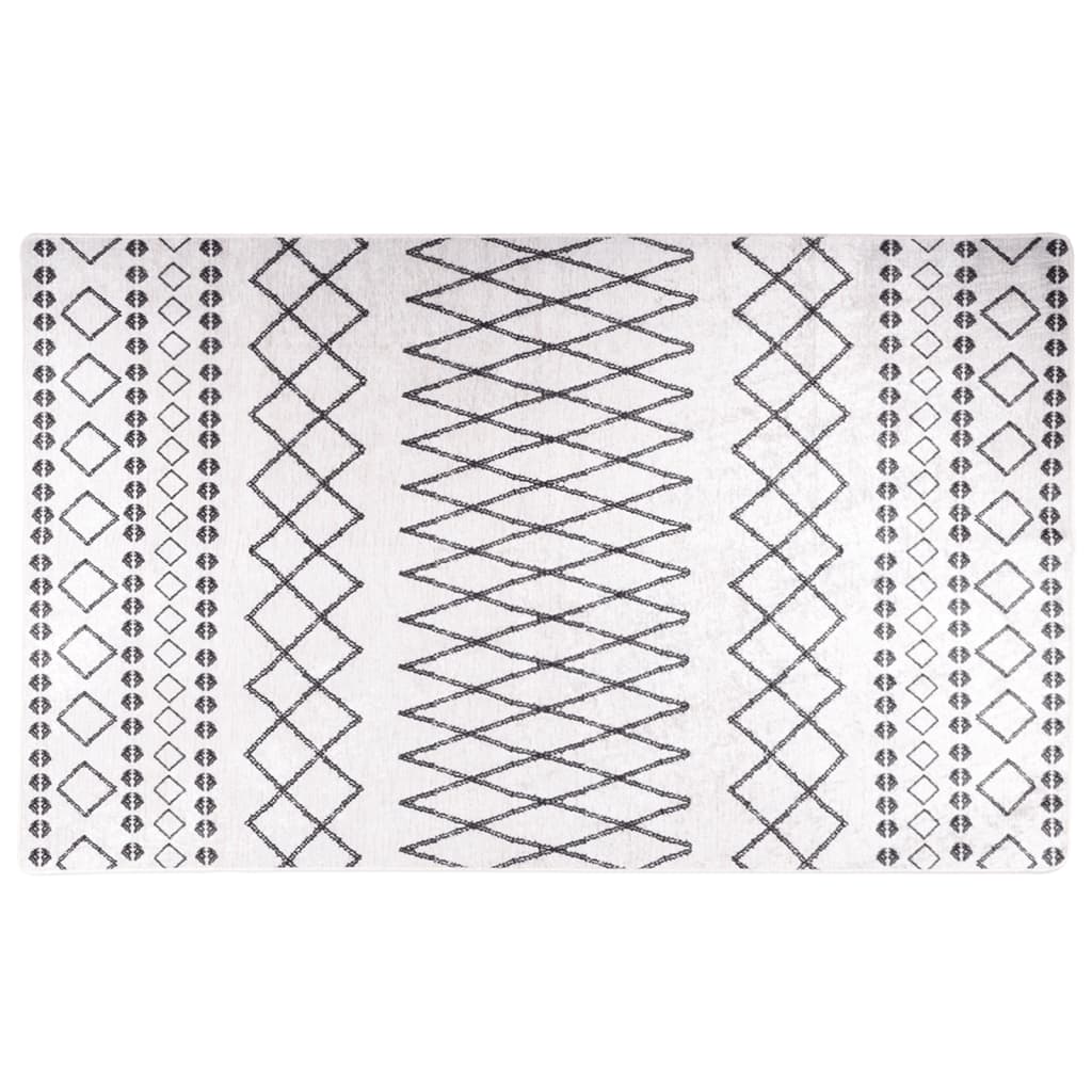 vidaXL Перящ се килим, черно и бяло, 120x170 см, противоплъзгащ