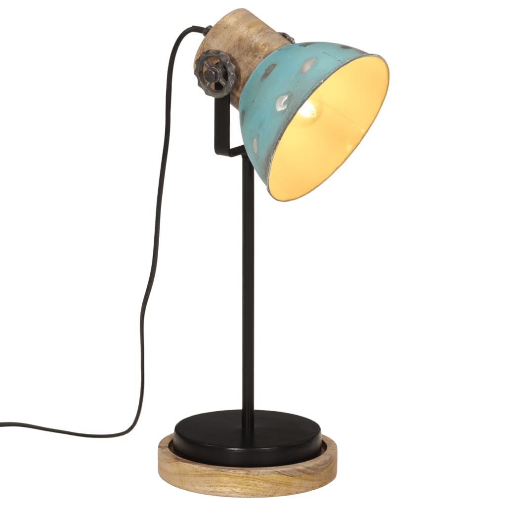 vidaXL Настолна лампа, 25 W, състарено синьо, 17x17x50 см, E27