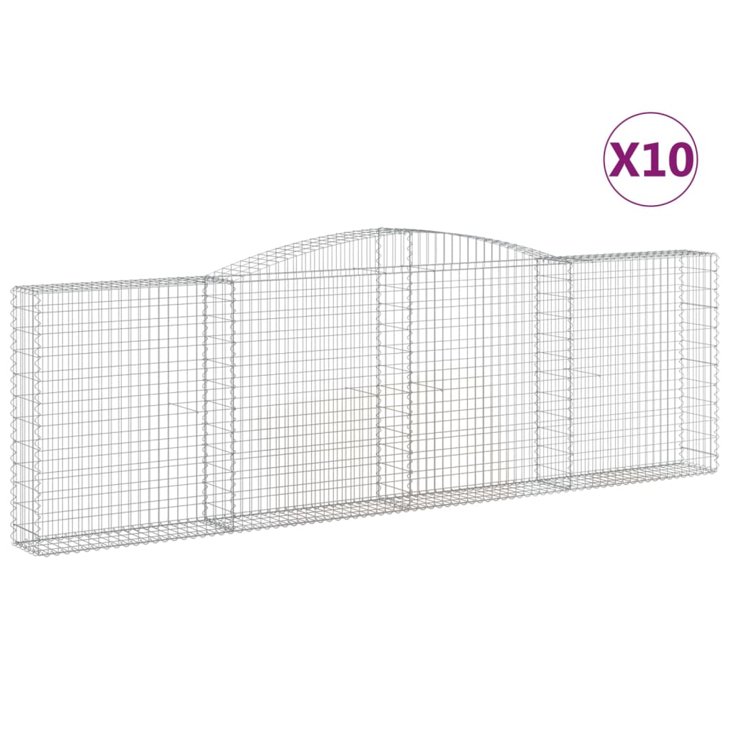 vidaXL Габионни кошници арка 10 бр 400x30x120/140см поцинковано желязо