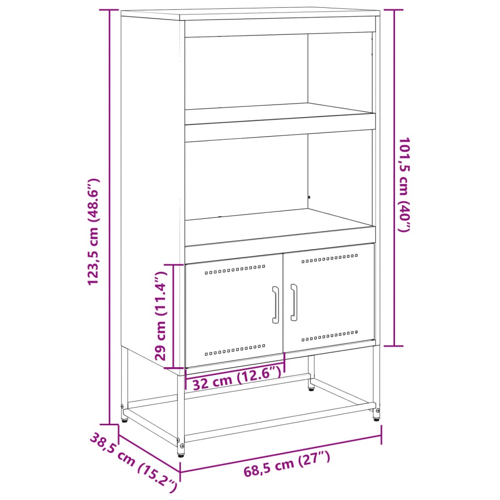 vidaXL ТВ шкаф, антрацит, 100,5x39x60,5 см, стомана