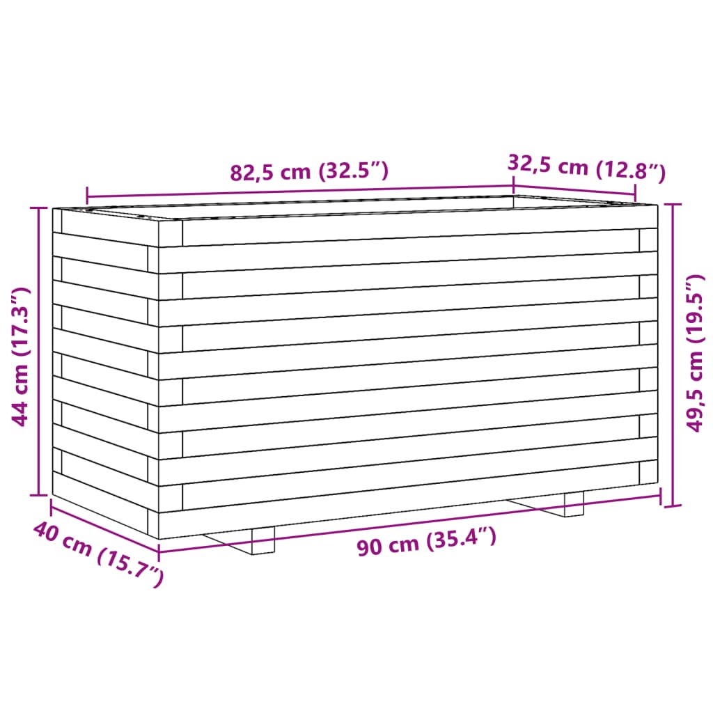 vidaXL Градинска кашпа 90x40x49,5 см импрегниран бор