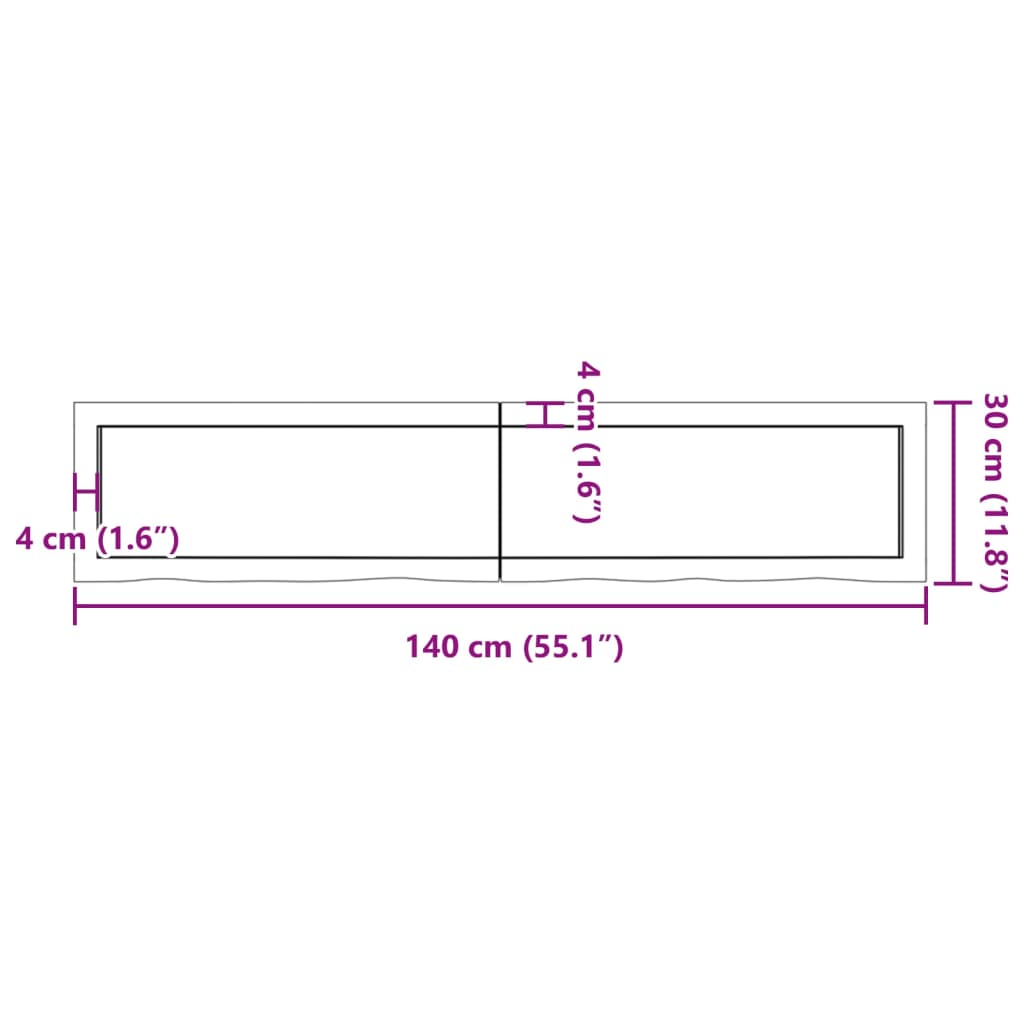 vidaXL Плот за баня тъмнокафяв 140x30x(2-4)см обработено масивно дърво