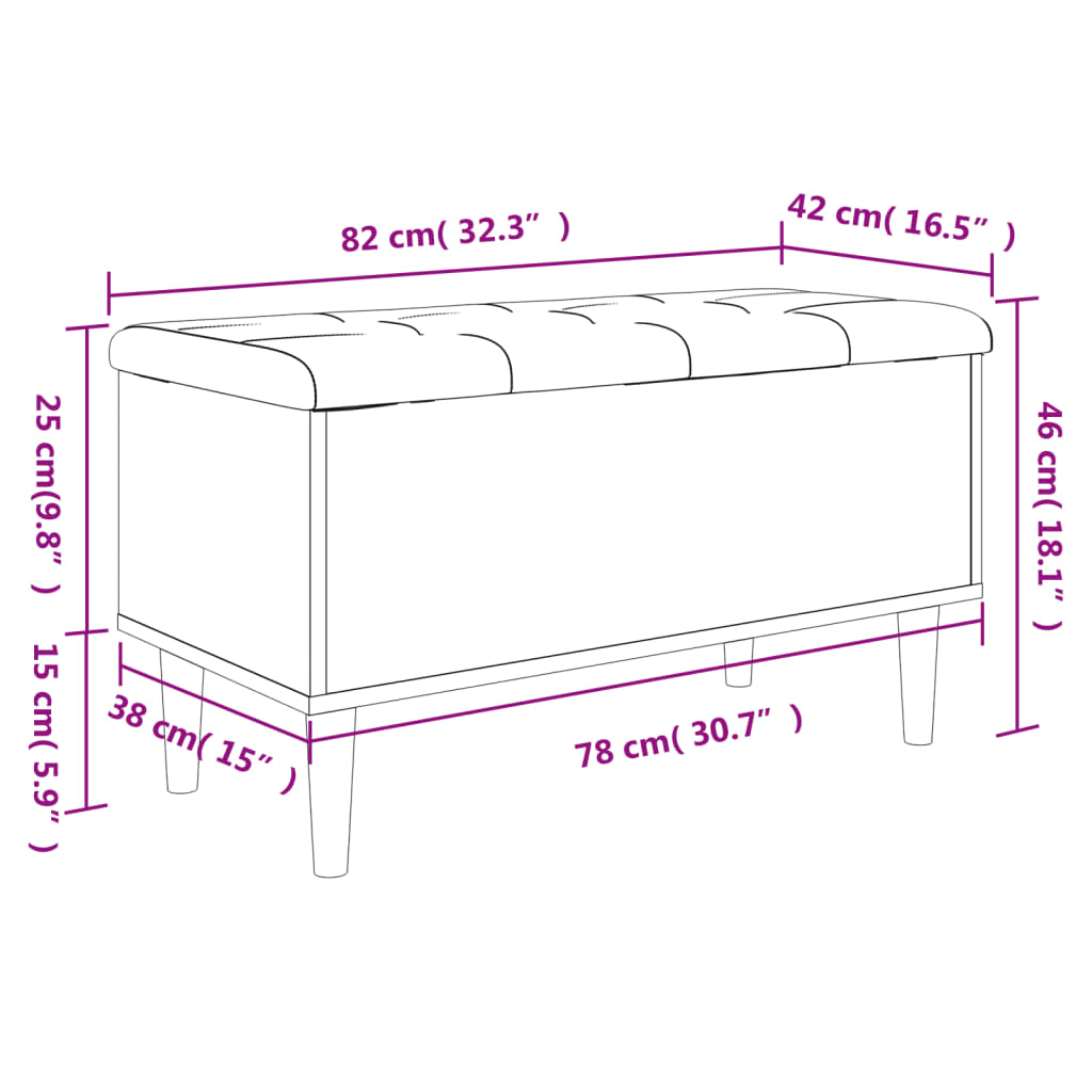 vidaXL Пейка за съхранение, бетонно сив, 82x42x46 см, инженерно дърво