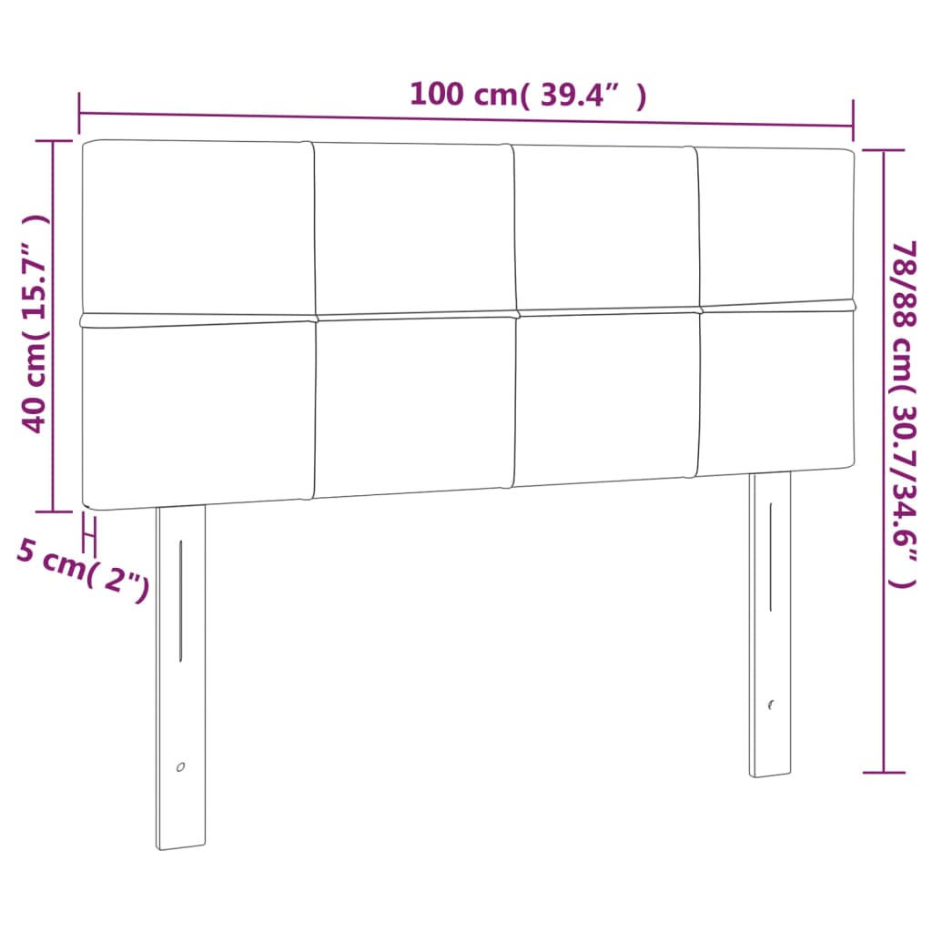 vidaXL LED горна табла за легло, синя,100x5x78/88 см, плат