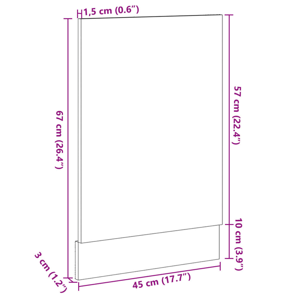 vidaXL Панел за съдомиялна, дъб сонома, 45x3x67 см, инженерно дърво