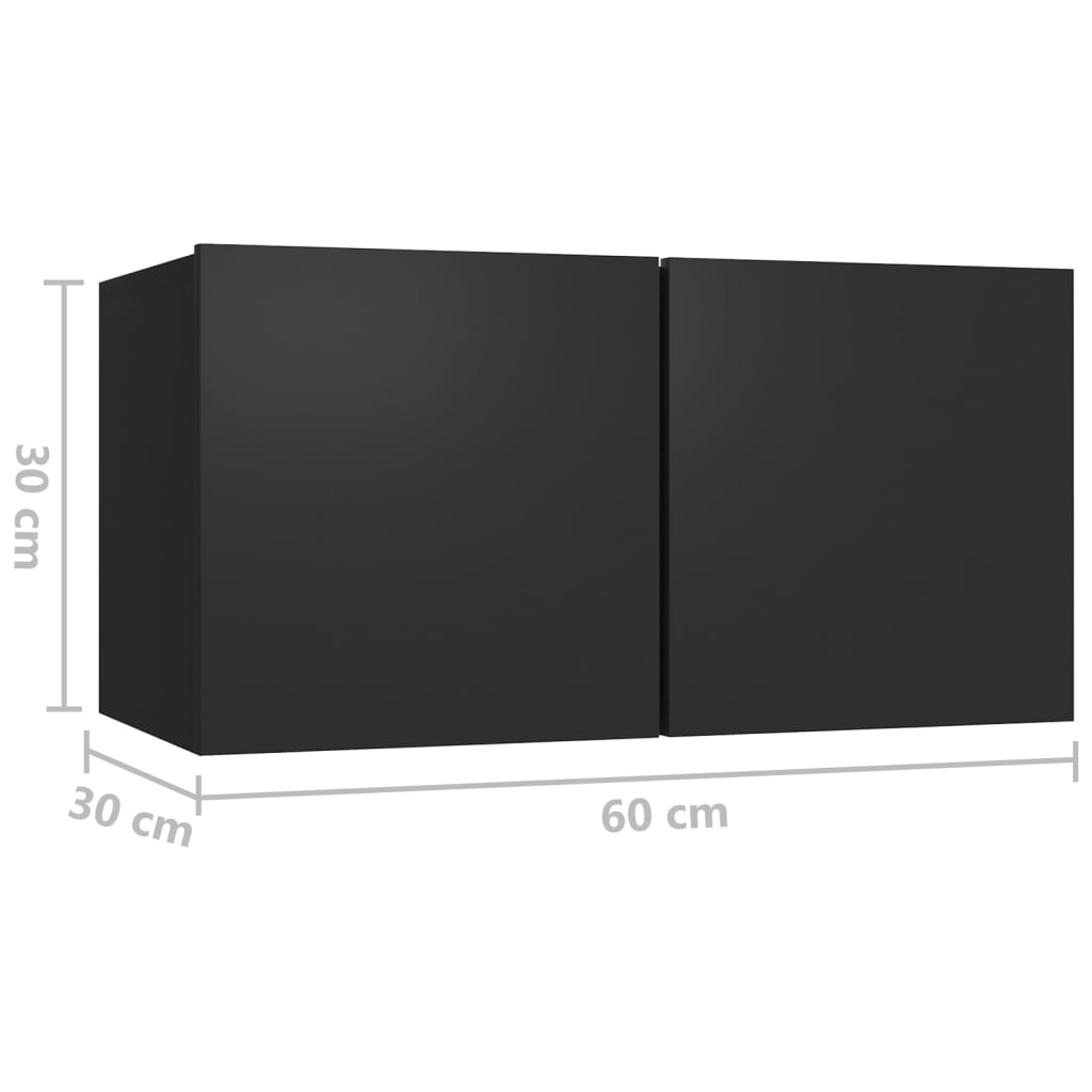 vidaXL Комплект ТВ шкафове от 5 части, черен, инженерно дърво