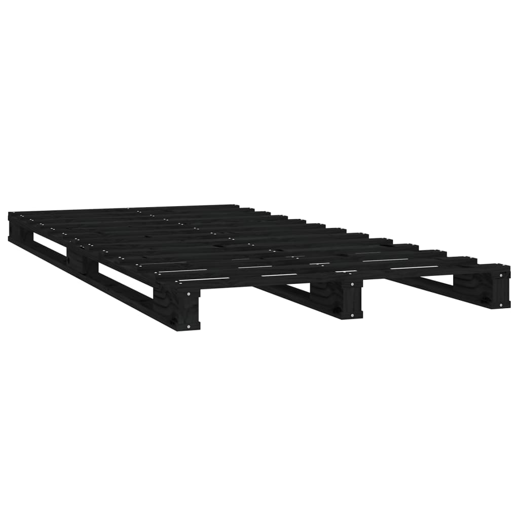 vidaXL Легло от палети, черно, 75x190 см, бор масив, Small Single