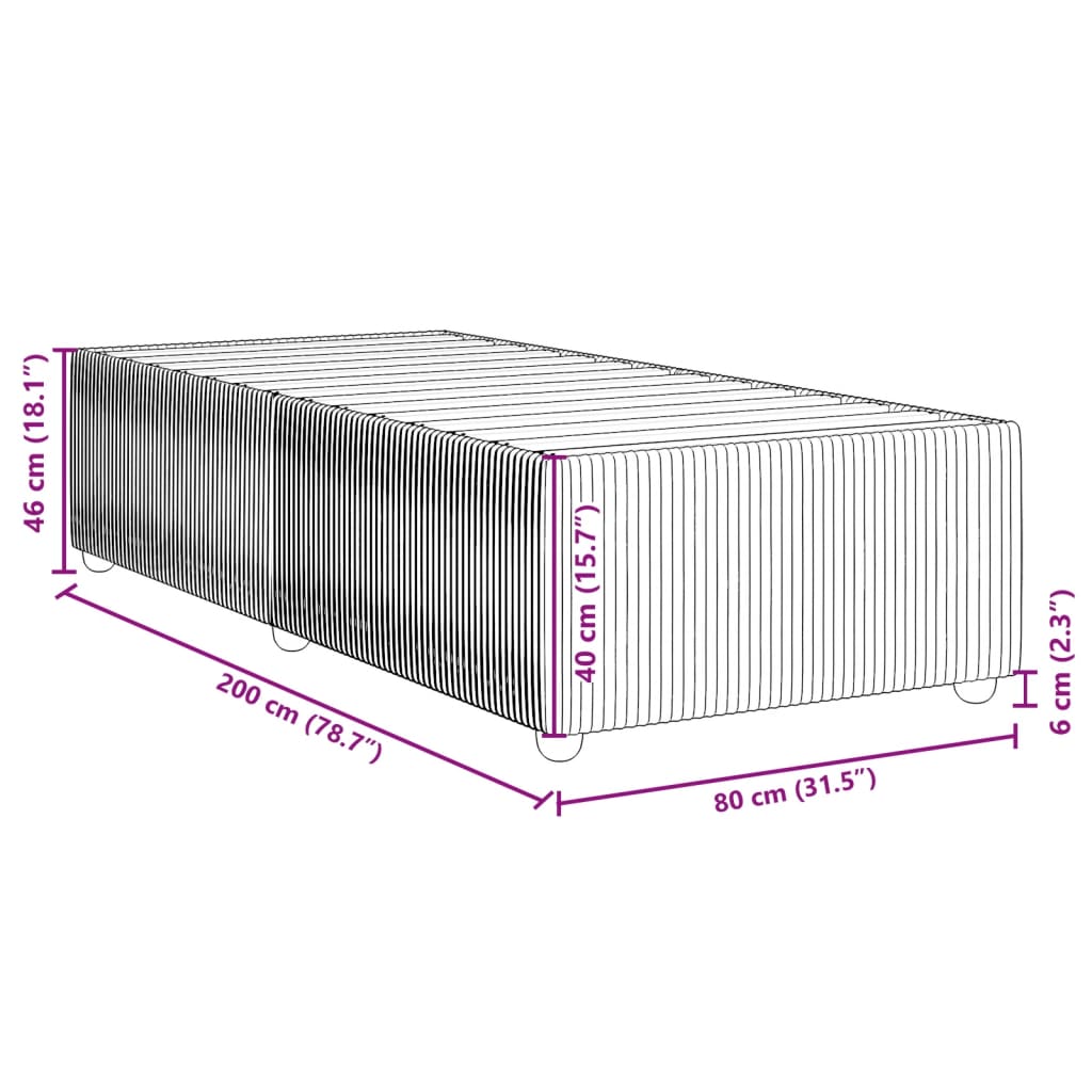 vidaXL Рамка за легло светлосива 80x200 см,кадифе