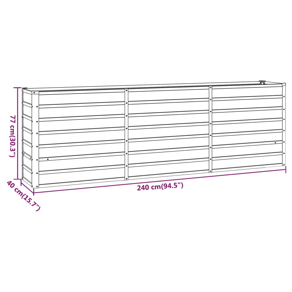 vidaXL Градинска повдигната леха ръждив 240x40x77 см кортенова стомана