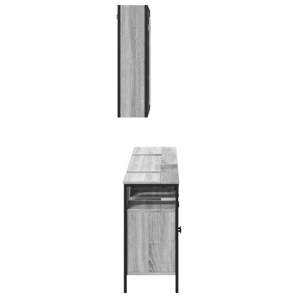 vidaXL Комплект шкафове за баня от 3 части инженерно дърво Сив сонома
