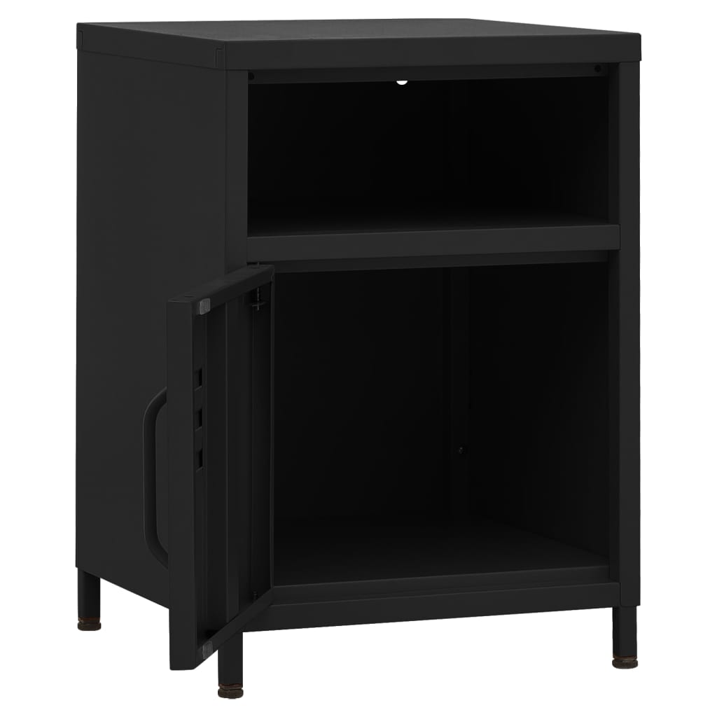 vidaXL Нощни шкафчета, 2 бр, черни, 35х35х51 см, стомана