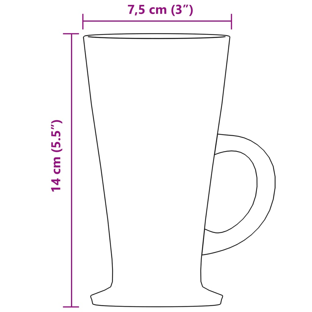 vidaXL Чаши за лате с дръжка 6 бр 250 мл
