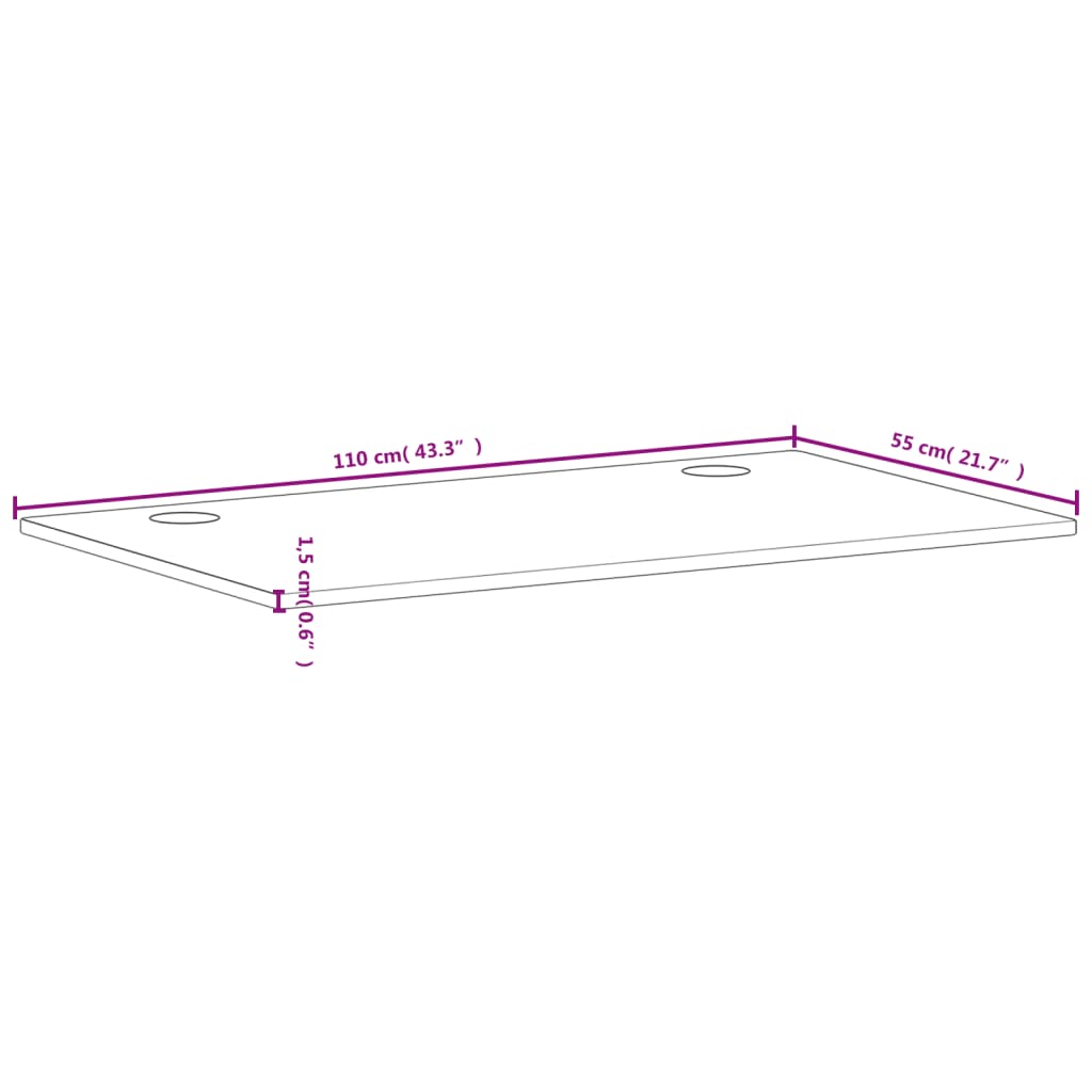 vidaXL Плот за бюро, 110x55x1,5 см, масивно дърво бук