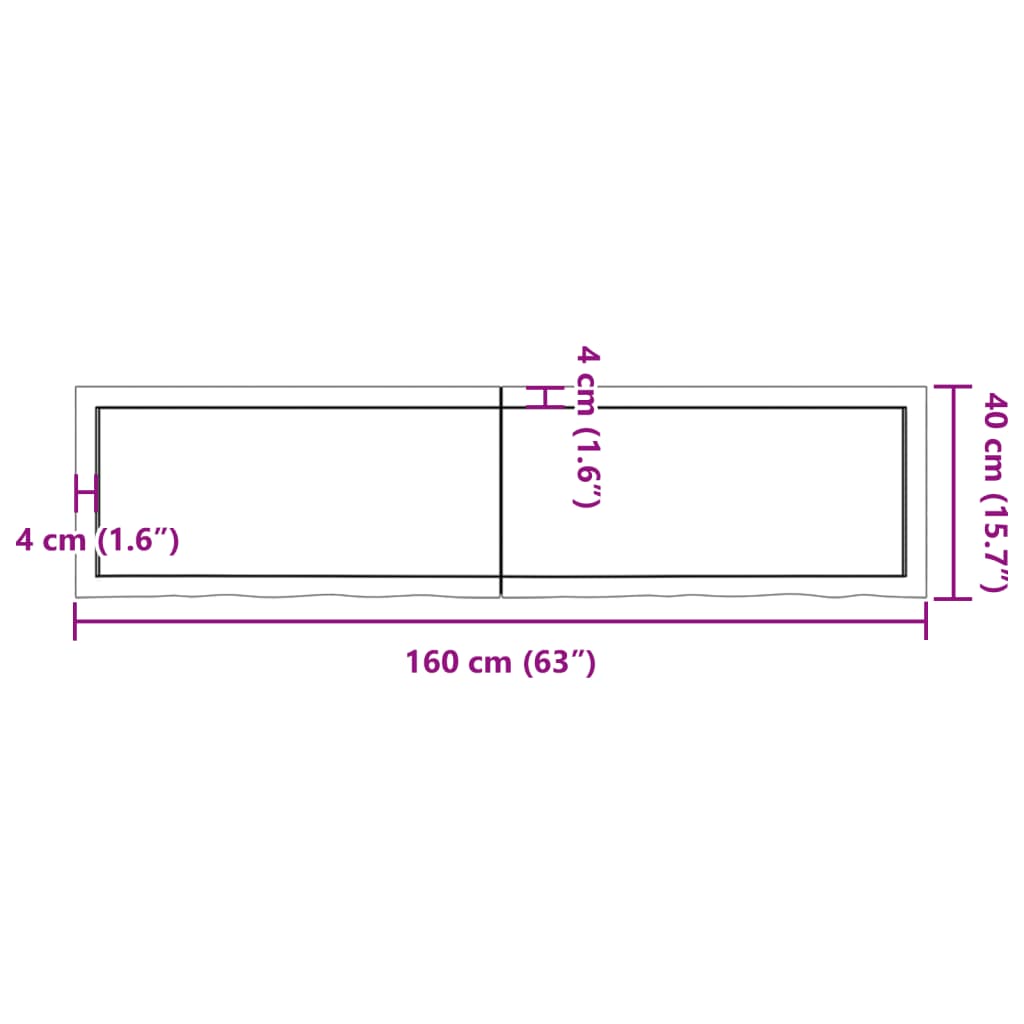 vidaXL Плот за маса тъмнокафяв 160x40x(2-4) см обработен масивен дъб