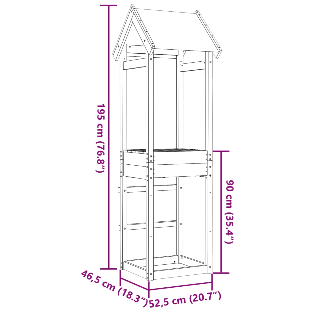 vidaXL Кула за игра 52,5x46,5x195 см импрегнирана борова дървесина