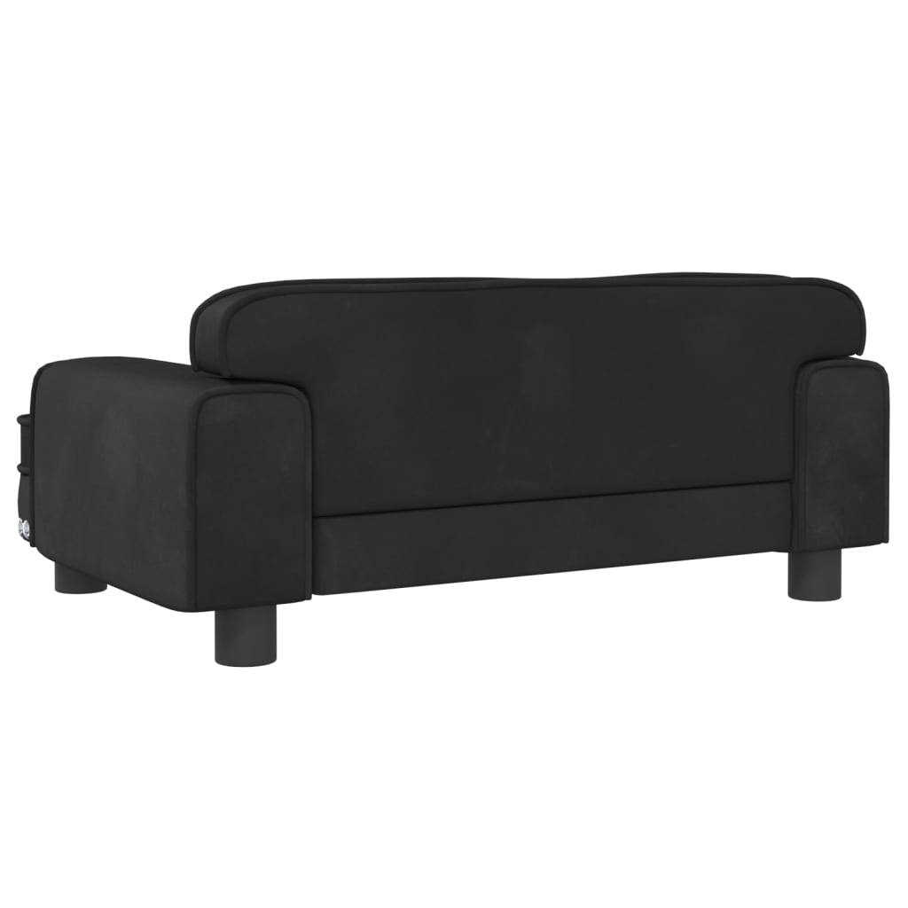 vidaXL Детски диван, черно, 90x53x30 см, кадифе