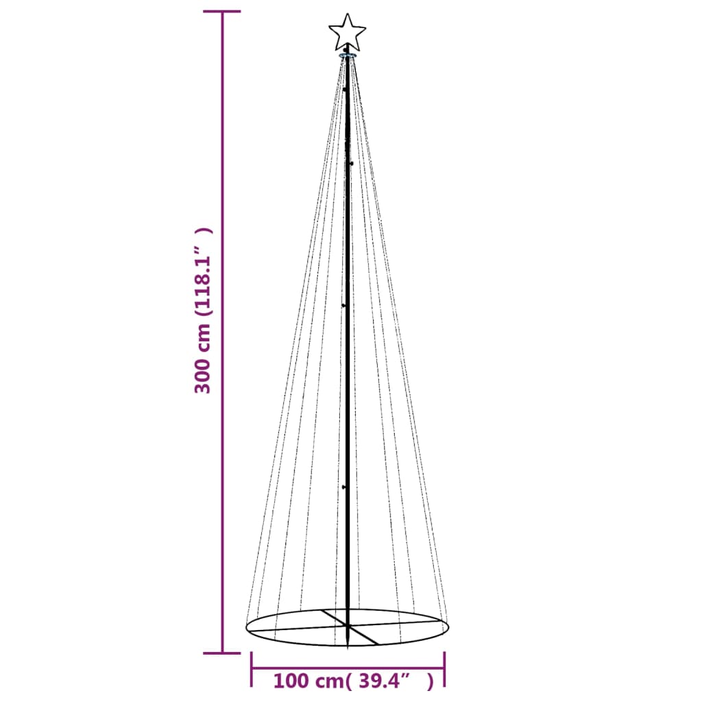 vidaXL Конусовидна елха, многоцветна, 310 LED, 100x300 см