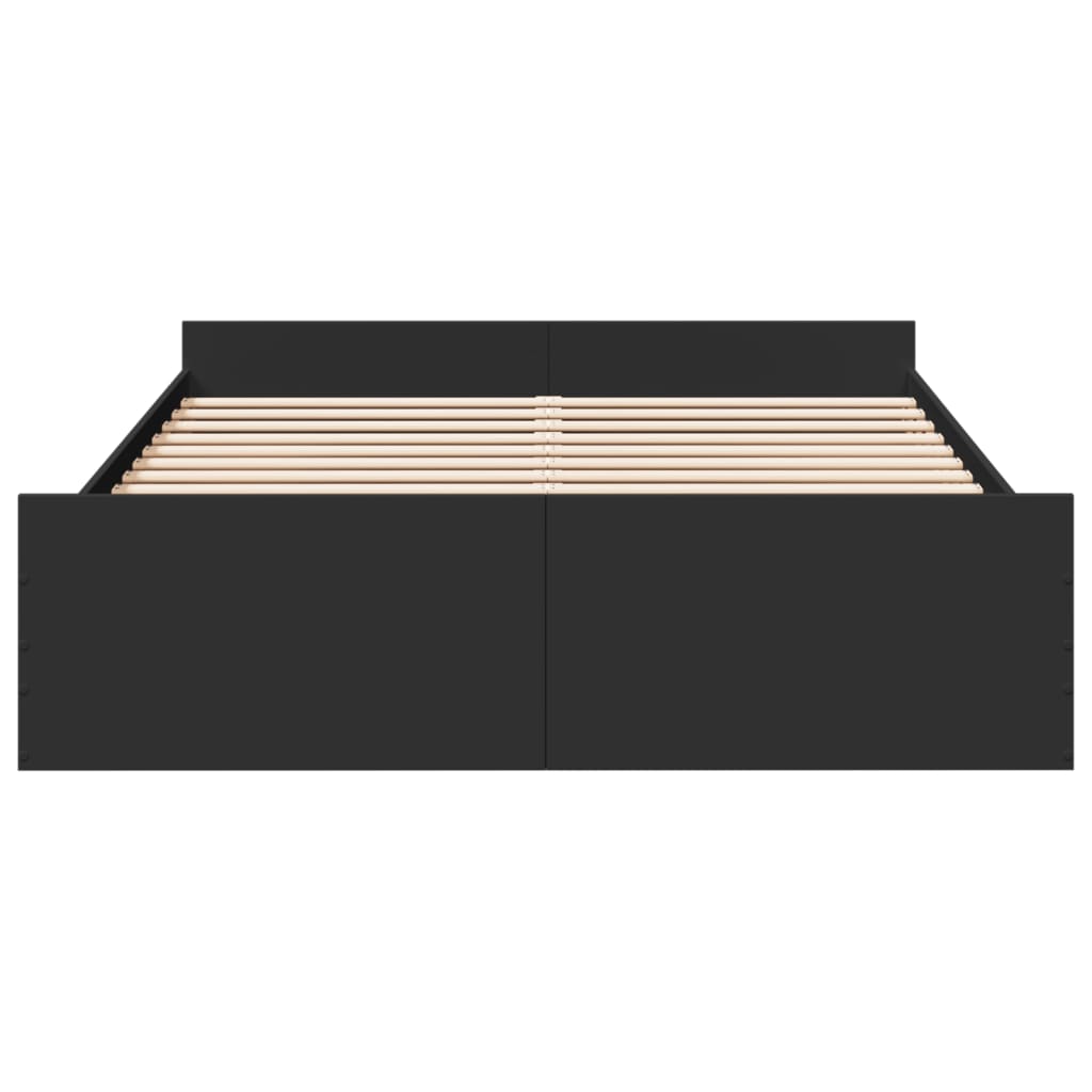 vidaXL Рамка за легло с чекмеджета, черна, 160x200 см, инженерно дърво