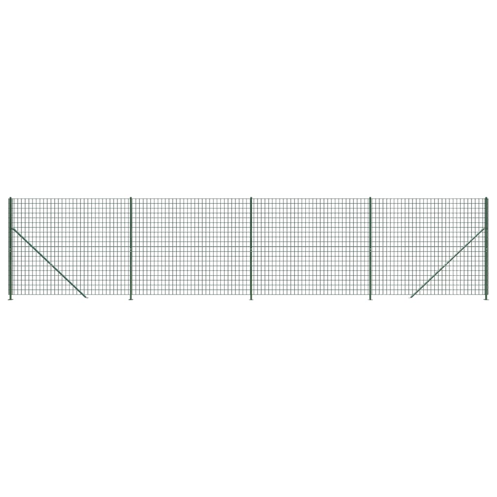 vidaXL Плетена оградна мрежа с фланец, зелена, 1,4x10 м