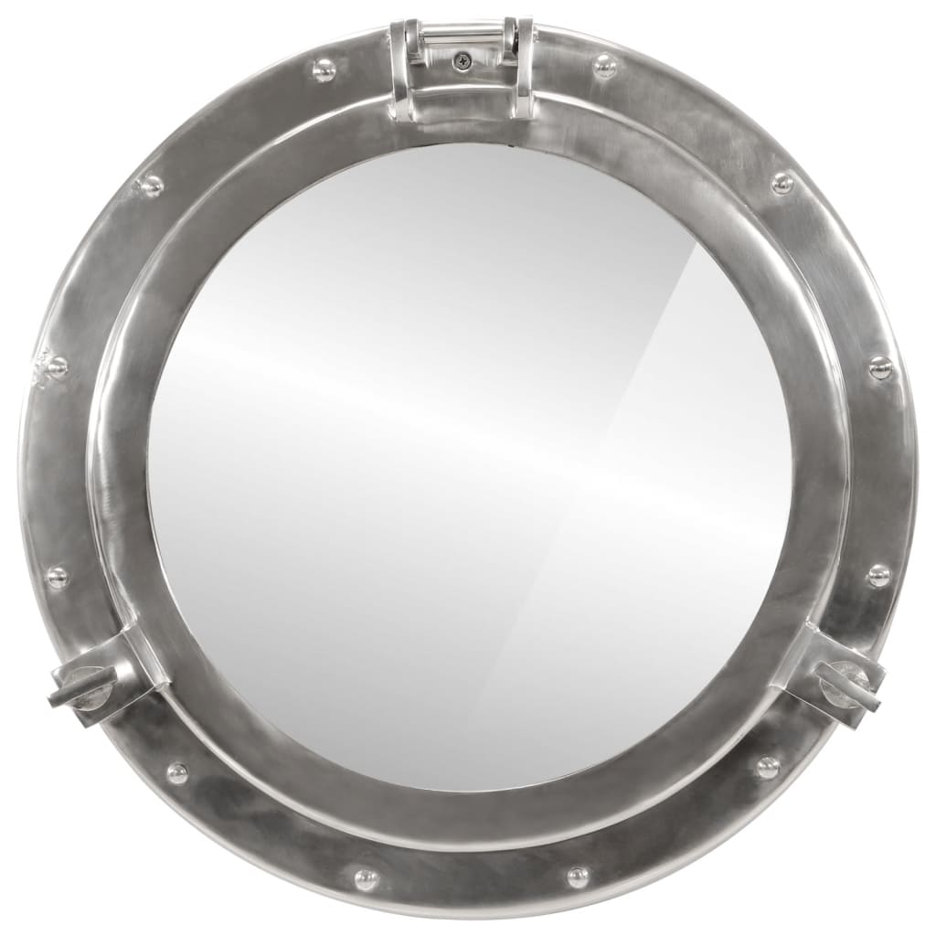 vidaXL Огледало за стена с илюминатор Ø50 см алуминий и стъкло