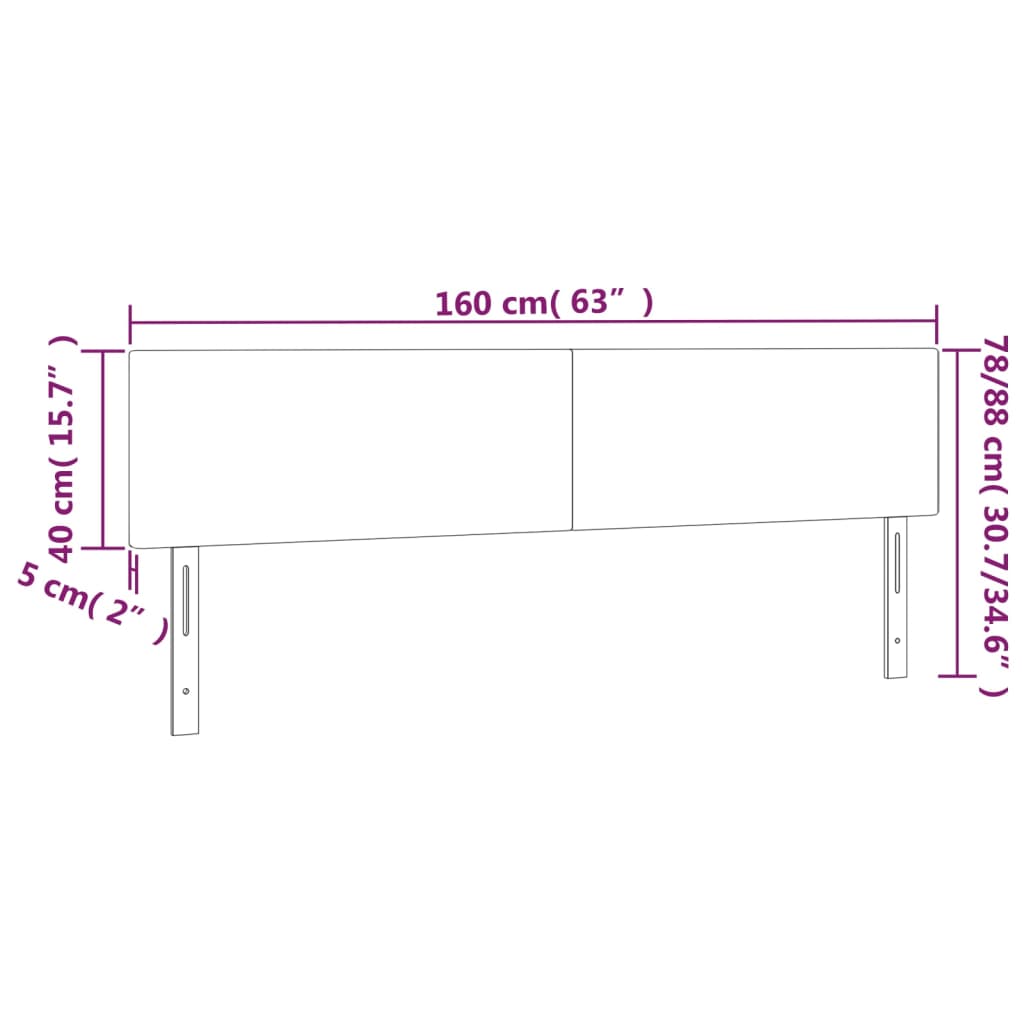 vidaXL LED Горна табла за легло, капучино, 160x5x78/88 см