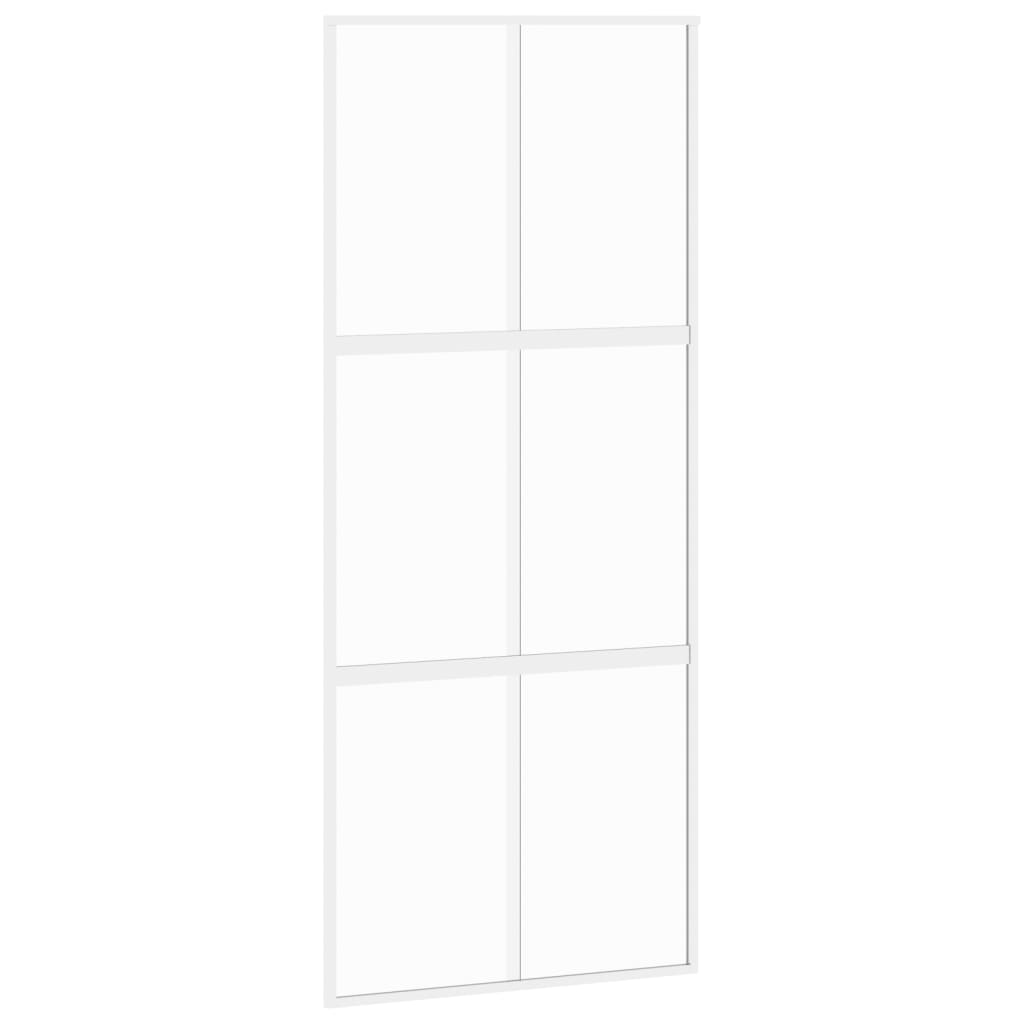 vidaXL Плъзгаща се врата, бяла, 90x205 см, закалено стъкло и алуминий