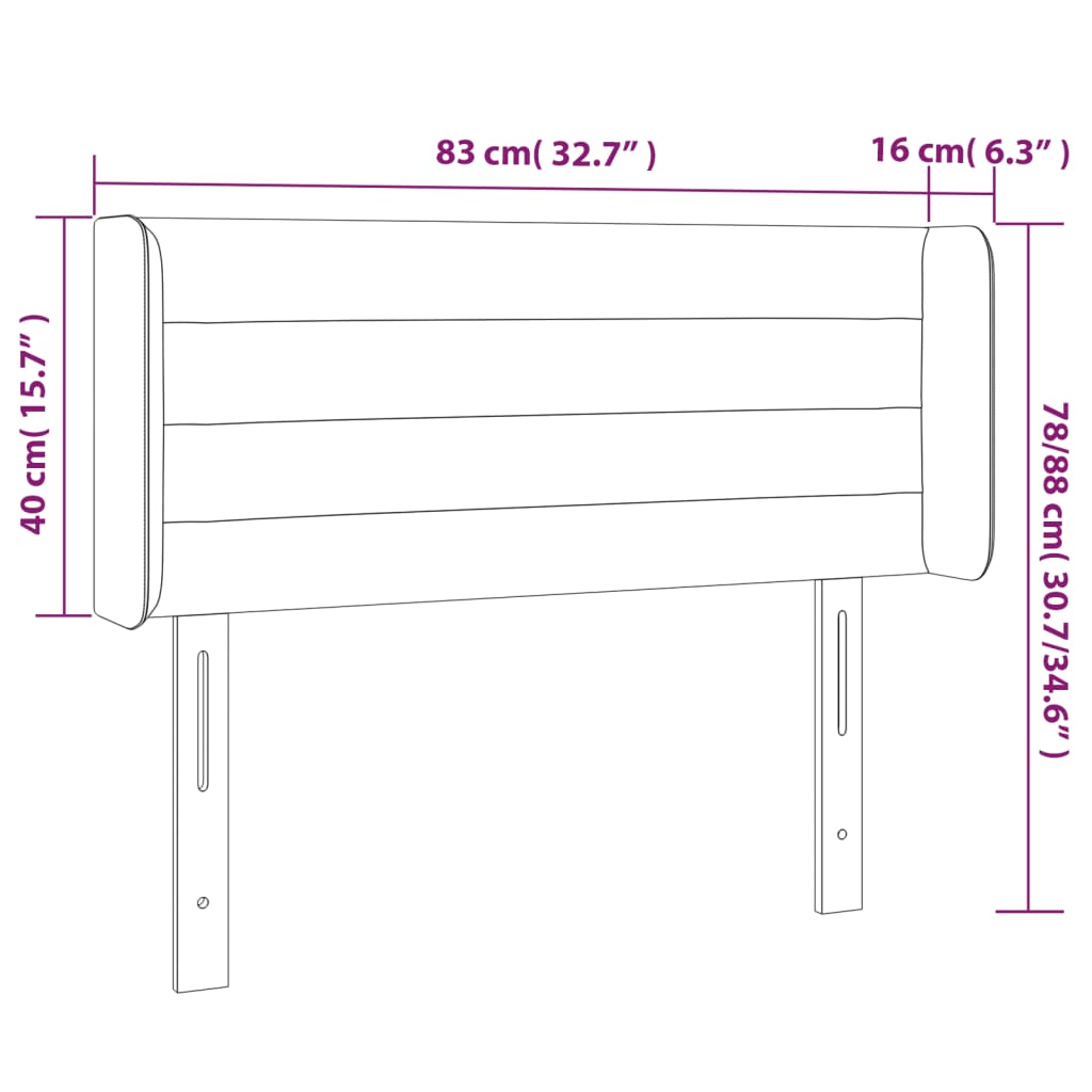 vidaXL LED горна табла за легло, светлосива,83x16x78/88 см, плат