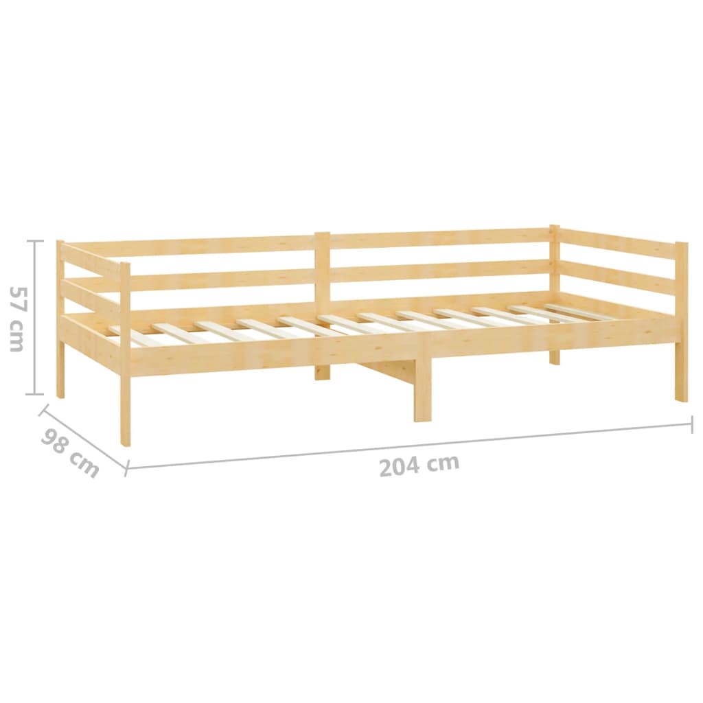 vidaXL Дневно легло, борово дърво масив, 90x200 см