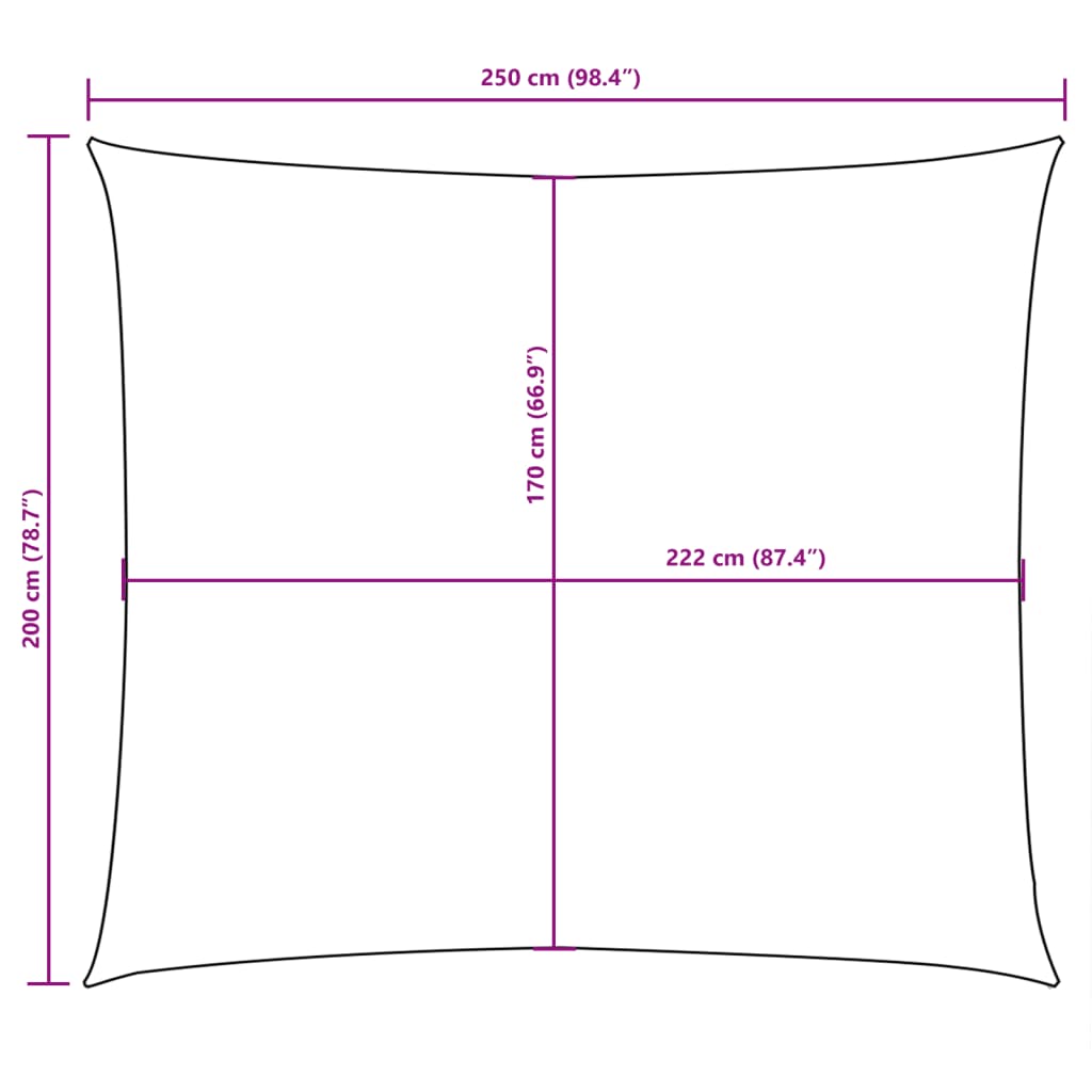 vidaXL Платно-сенник, Оксфорд плат, правоъгълно, 2x2,5 м, черно