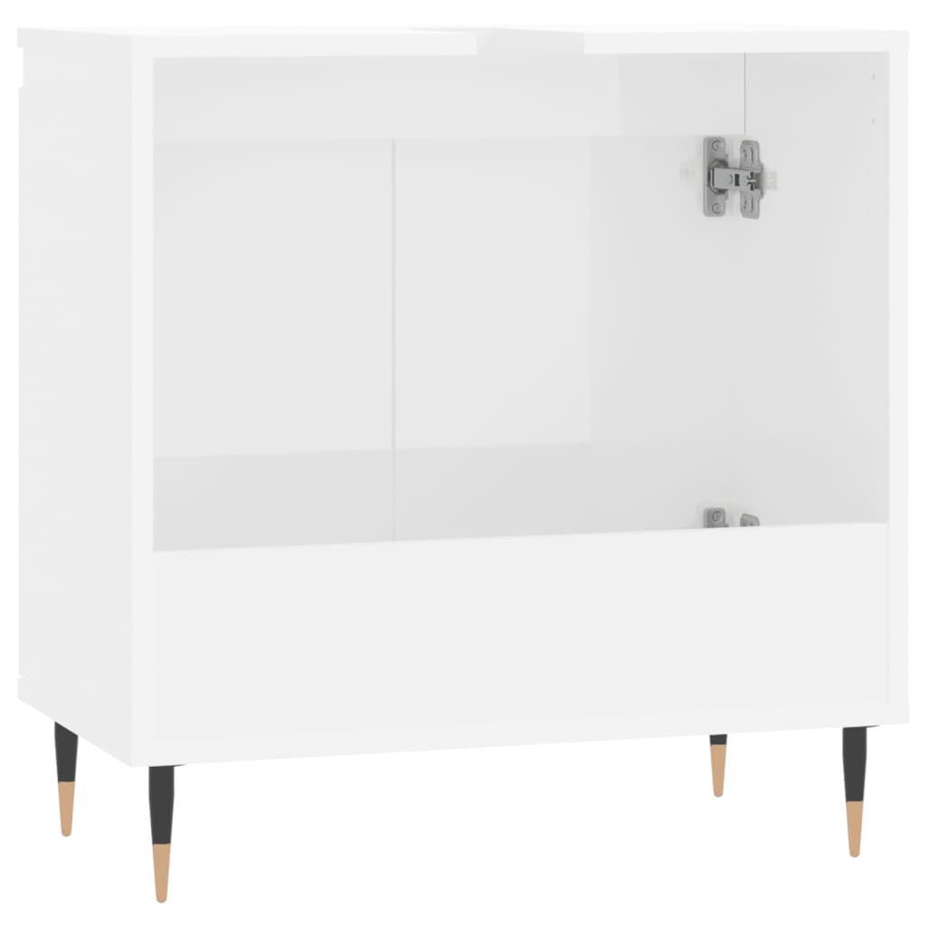 vidaXL Шкаф за баня, бял гланц, 58x33x60 см, инженерно дърво
