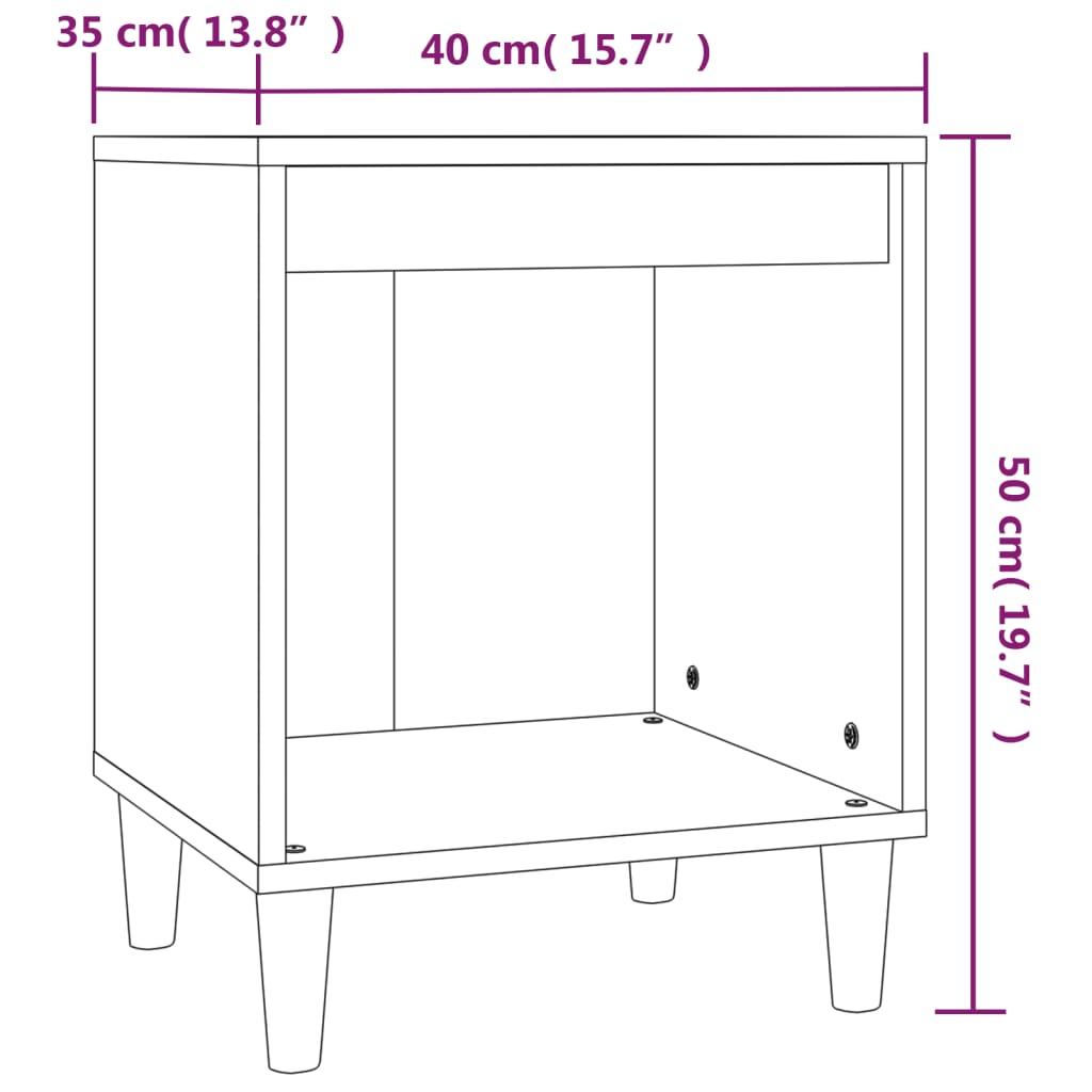 vidaXL Нощно шкафче, бяло, 40x35x50 см, инженерно дърво