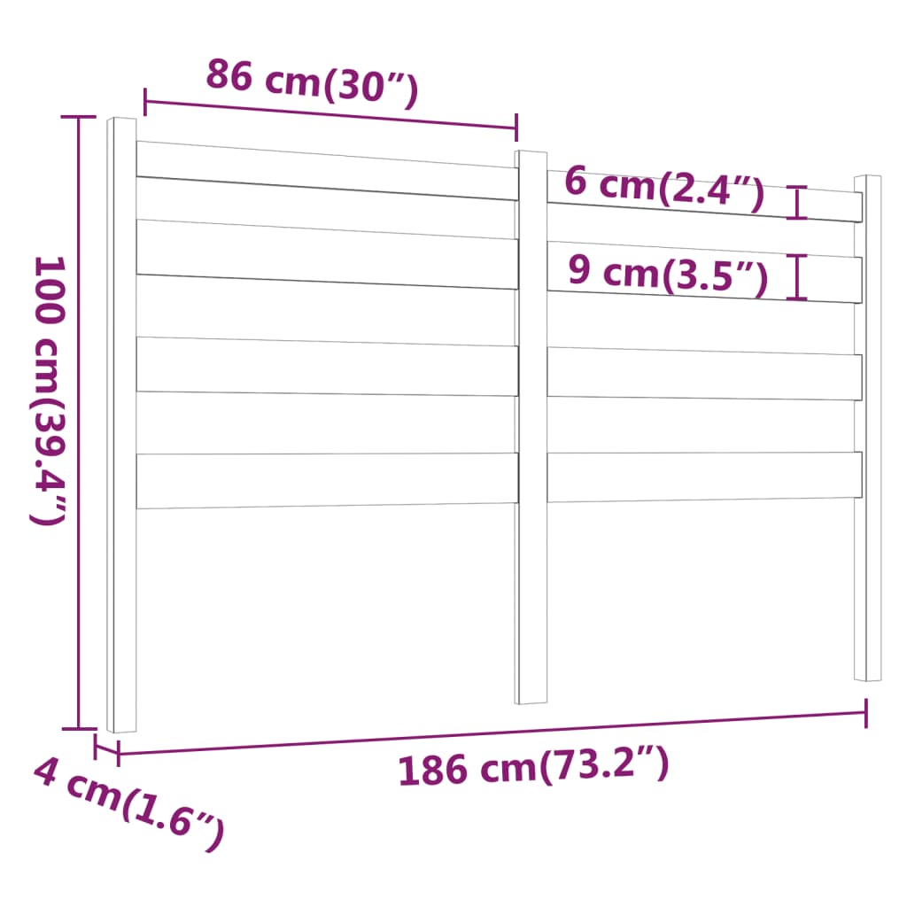 vidaXL Горна табла за легло, бяла, 186x4x100 см, бор масив