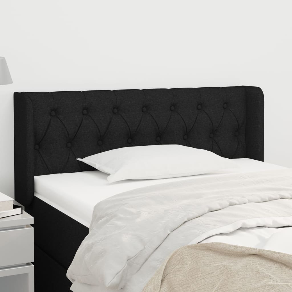 vidaXL Горна табла за легло, черна, 103x16x78/88 см, плат