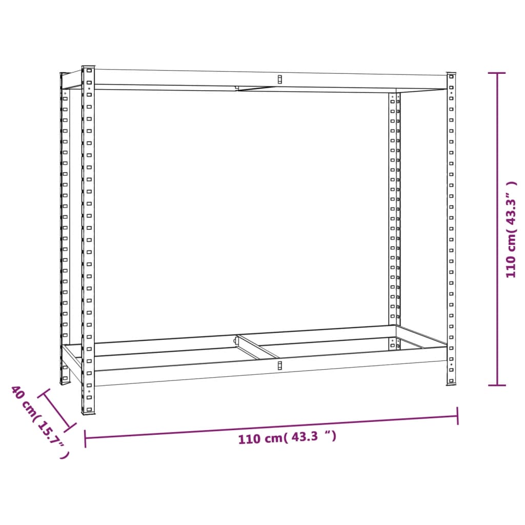 vidaXL Стелажи за гуми с 2 рафта 4 бр сребристи 110x40x110 см стомана