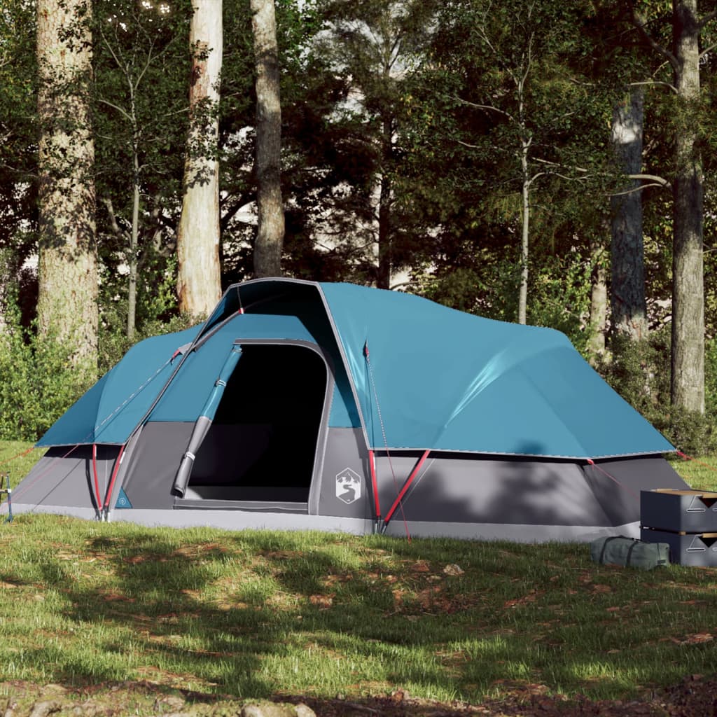 vidaXL Семейна куполна палатка, 9-местна, синя, водоустойчива