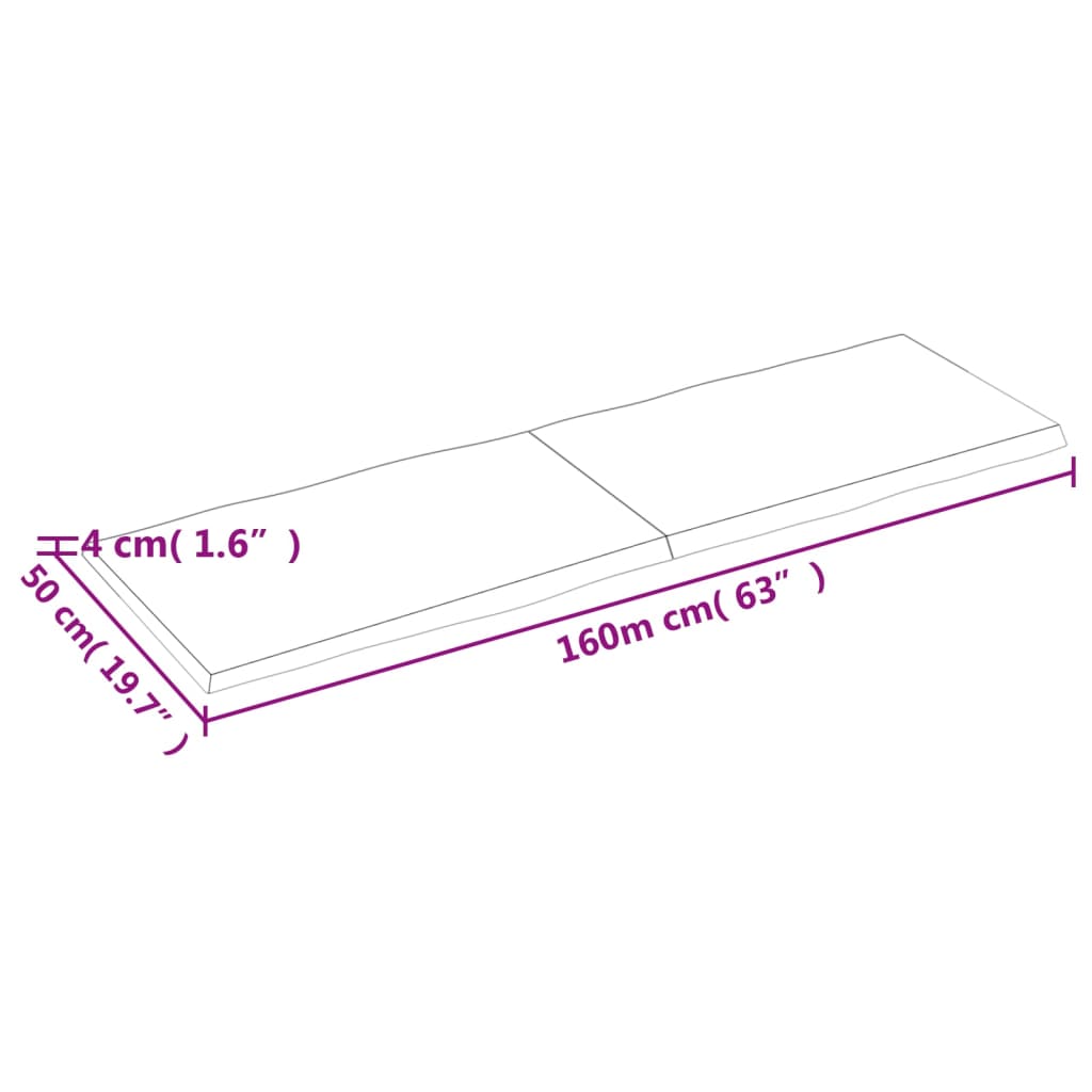 vidaXL Плот за маса светлокафяв 160x50x(2-4) см обработен масивен дъб