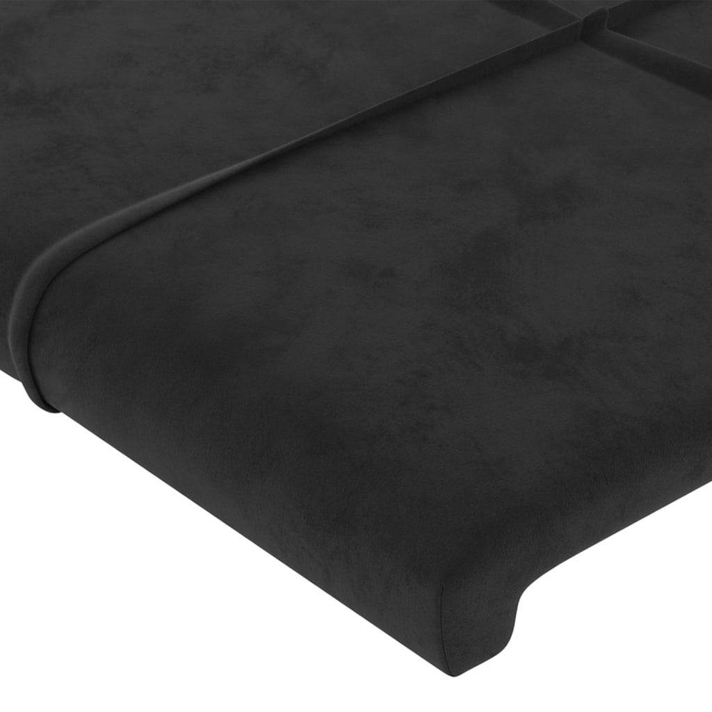 vidaXL LED горна табла за легло, черна, 144x5x78/88 см, кадифе