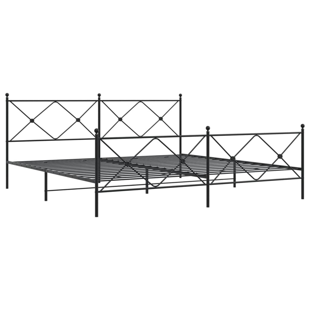 vidaXL Метална рамка за легло с горна и долна табла, черна, 193x203 см