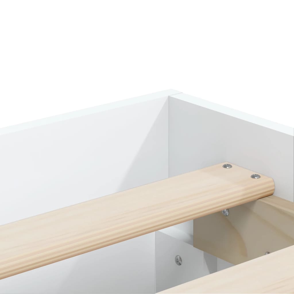 vidaXL Рамка за легло с чекмеджета, бяла, 200x200 см, инженерно дърво