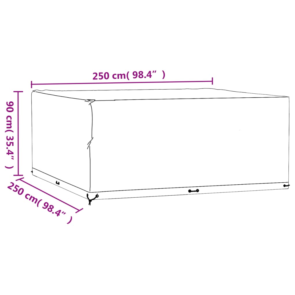 vidaXL Покривало за градински мебели 16 капси 250x250x90 см квадратно