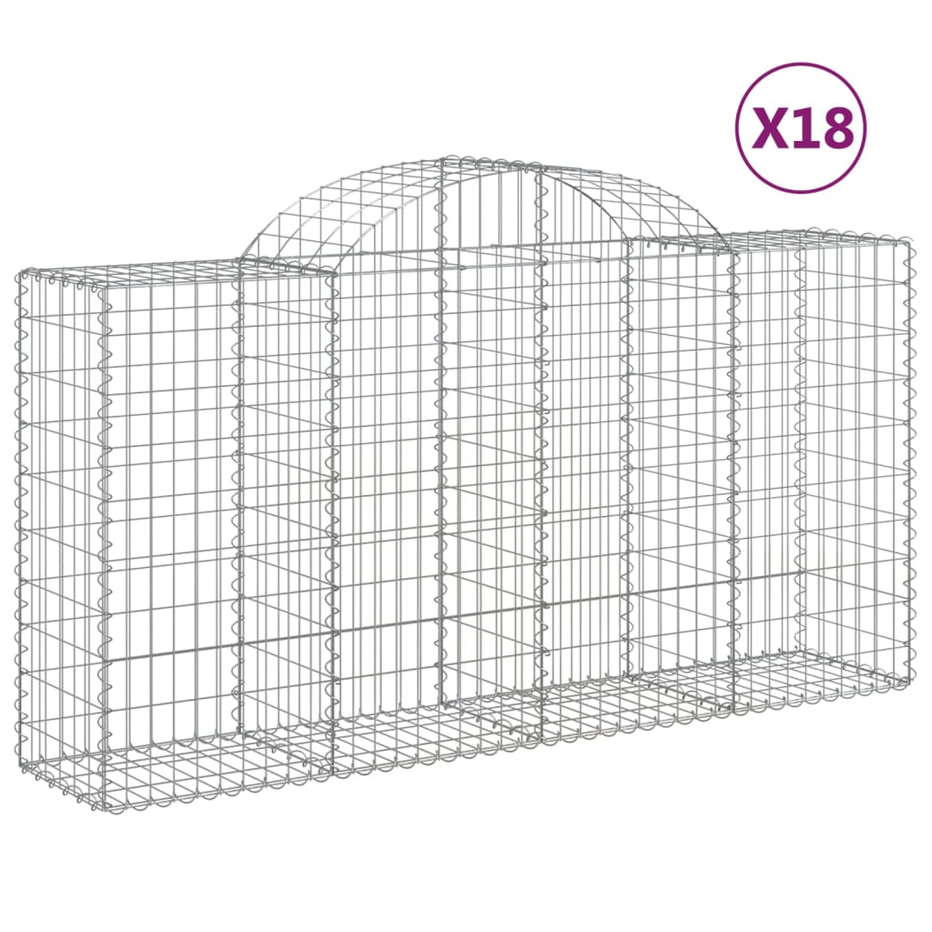 vidaXL Габионни кошници арка 18 бр 200x50x100/120см поцинковано желязо