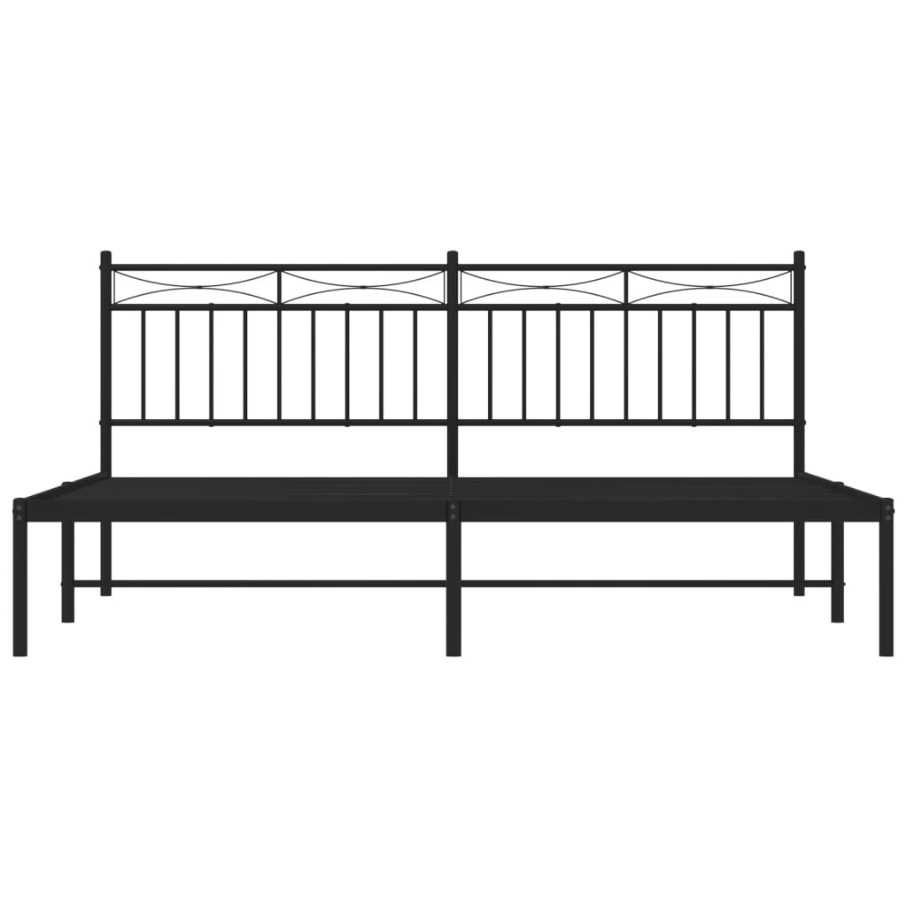 vidaXL Метална рамка за легло с горна табла, черна, 180x200 см