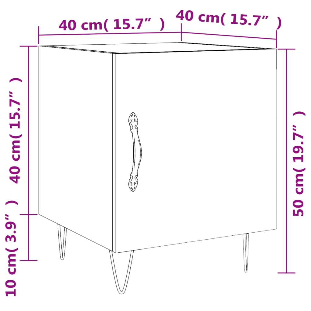 vidaXL Нощно шкафче, черно, 40x40x50 см, инженерно дърво