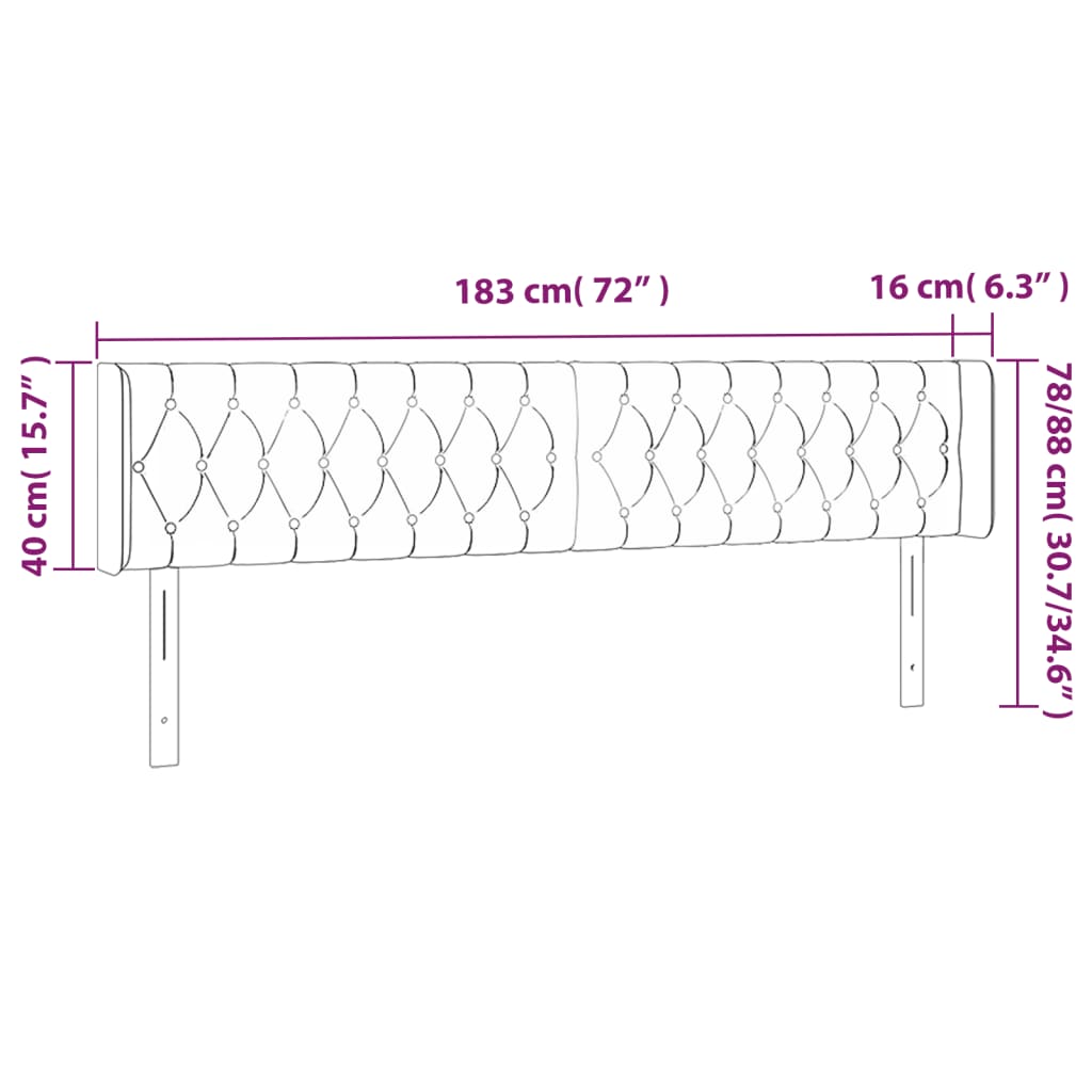 vidaXL LED горна табла за легло, синя, 183x16x78/88 см, плат