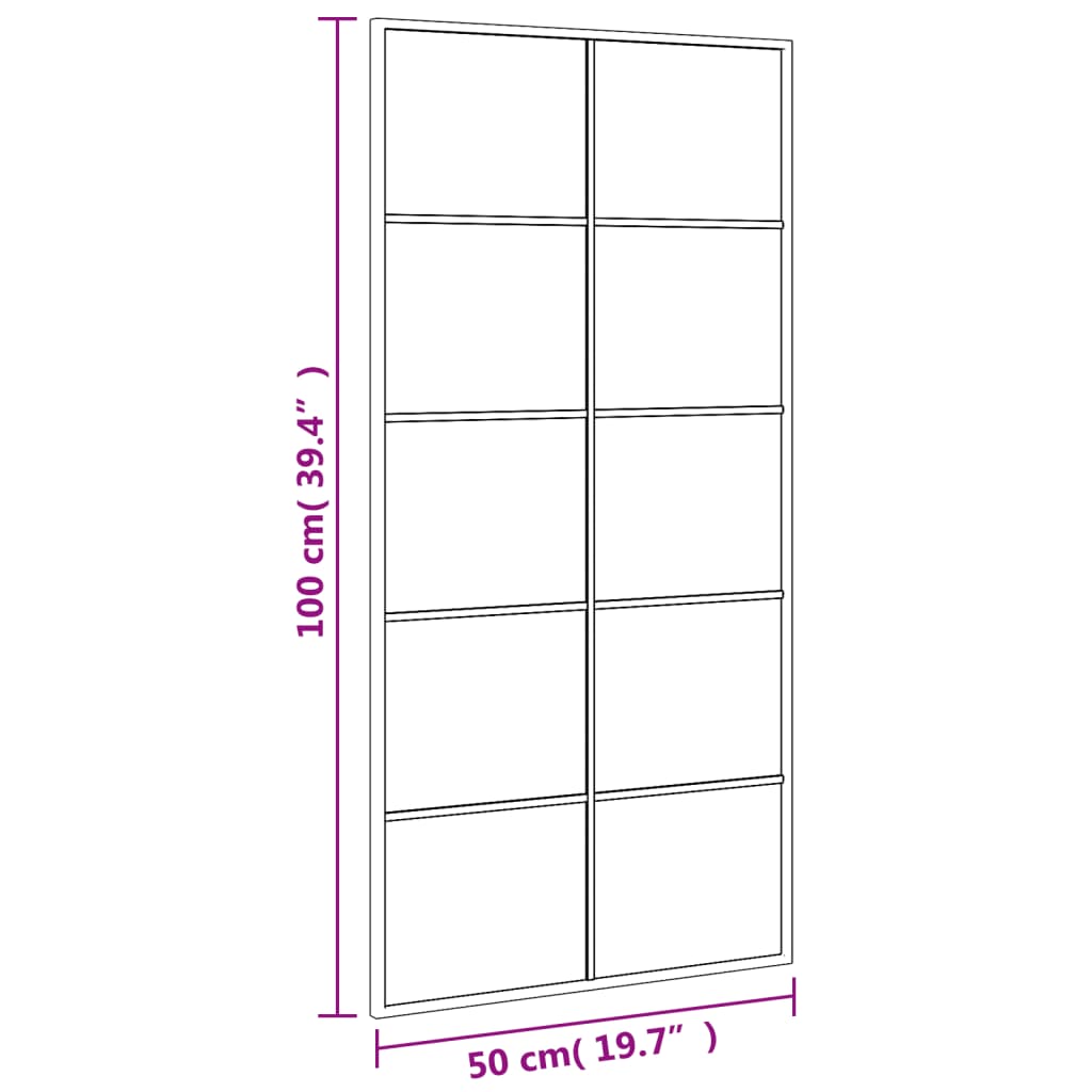 vidaXL Стенно огледало, черно, 50x100 см, правоъгълно, желязо