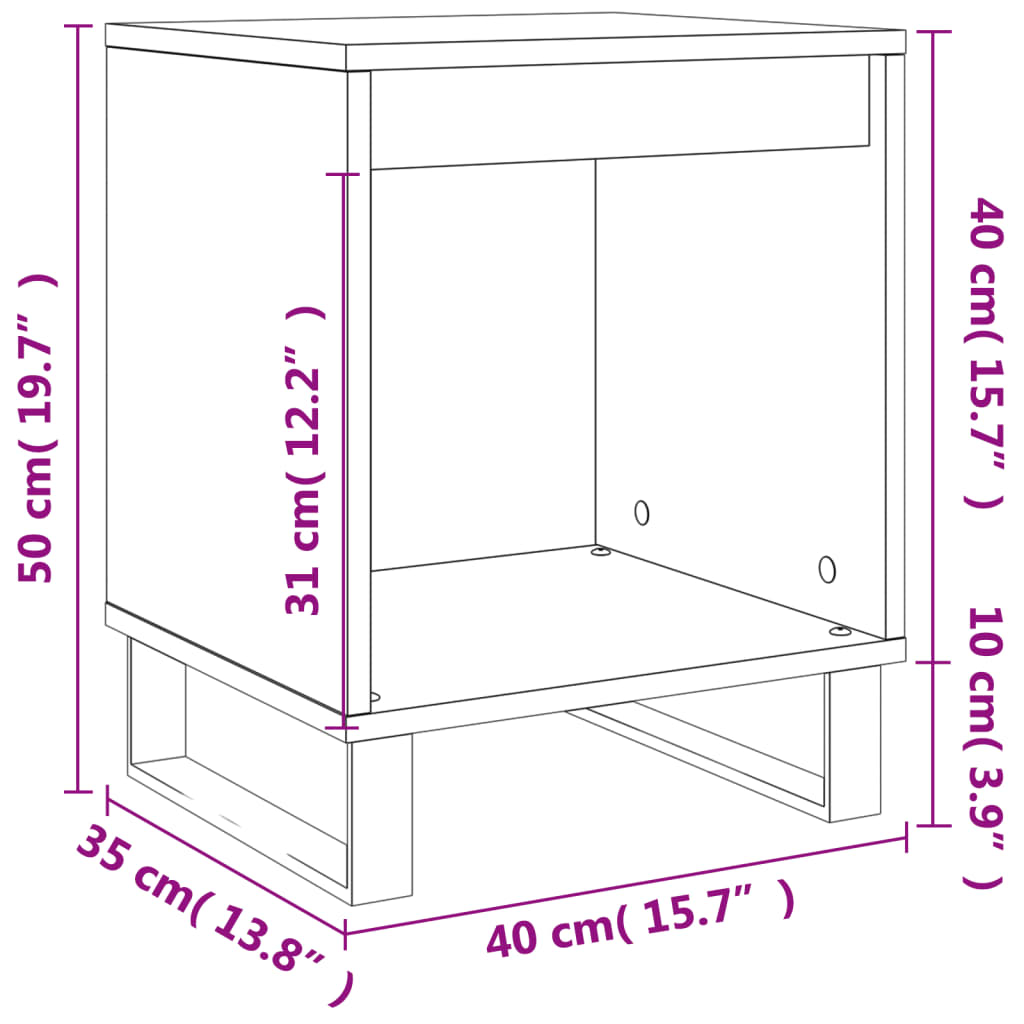 vidaXL Нощно шкафче, сонома дъб, 40x35x50 см, инженерно дърво