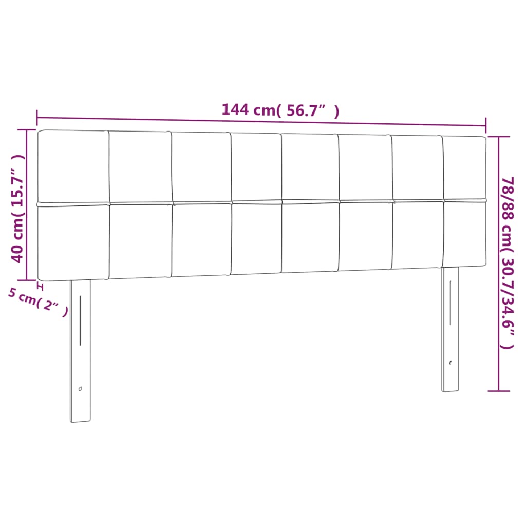 vidaXL LED горна табла за легло, кремава, 144x5x78/88 см, плат