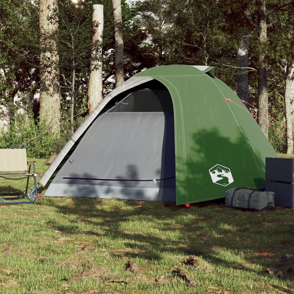 vidaXL Куполна къмпинг палатка, 4-местна, зелена, водоустойчива