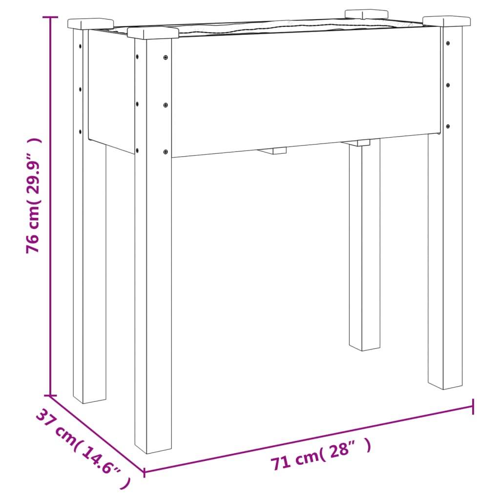 vidaXL Плантер на колела с вложка 71x37x80 см масивна ела