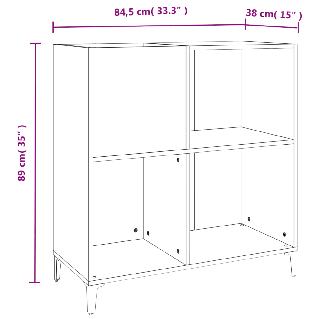 vidaXL Шкаф за винилови плочи кафяв дъб 84,5x38x89 см инженерно дърво